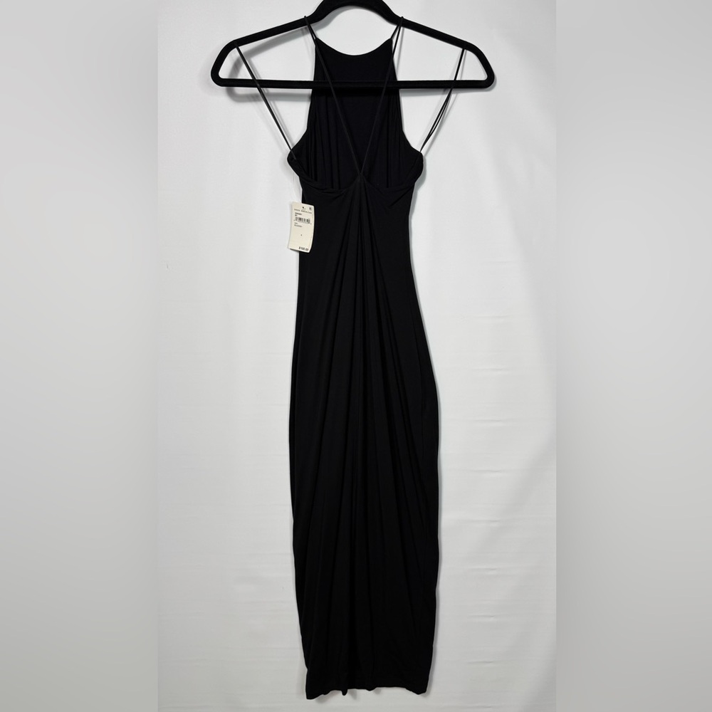 GOOD AMERICAN Halter Slip Maxi Dress Size 0 Black Bodycon Classy Lady